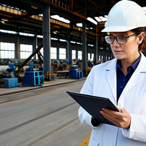 **

"A professional environmental consultant, fully clothed in appropriate business attire, analyzing air quality data at a modern factory site. Safe for work, perfect anatomy, correct proportions, family-friendly, high-quality rendering, focus on data analysis and environmental stewardship."

**