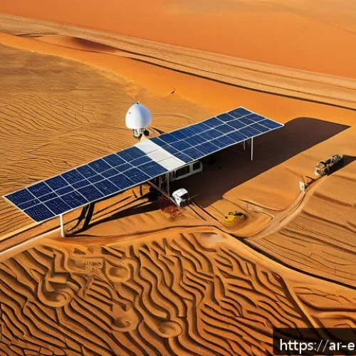 Home 32 환경영향평가 관련 학술 발표 준비 - A detailed aerial view of an environmental impact assessment in progress in an Arabian desert region...