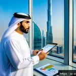 Home 19 환경영향평가사의 연봉 협상 사례 - A professional Middle Eastern environmental consultant in business attire, standing confidently in a...