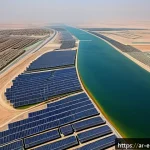 Home 18 환경영향평가와 공공정책 영향 분석 - A detailed aerial view of a large-scale sustainable infrastructure project in the UAE, showcasing ec...