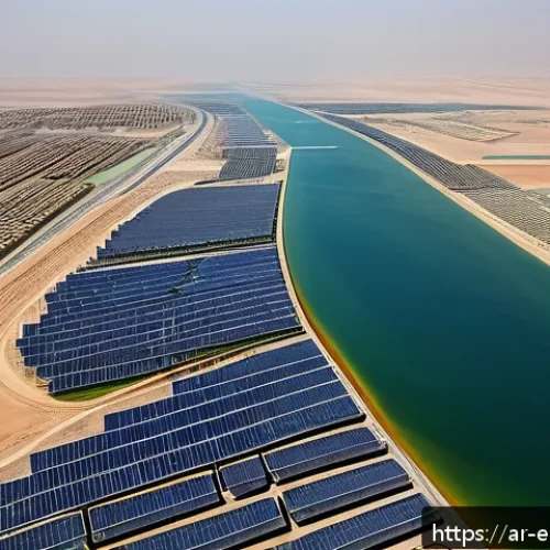 Home 30 환경영향평가와 공공정책 영향 분석 - A detailed aerial view of a large-scale sustainable infrastructure project in the UAE, showcasing ec...